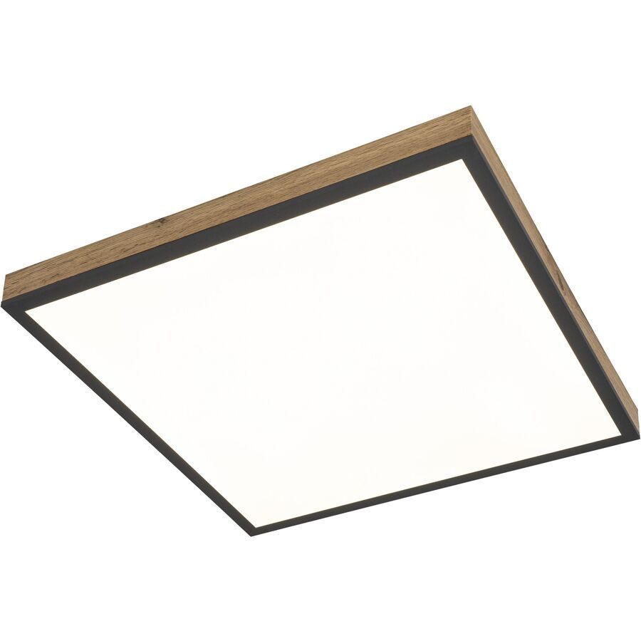 Deckenlampe Cenay Braun Aluminium 45 cm 8 cm - Farbe: Holzfarben - LED - Lichtfarbe: Warmweiss - Kaltes Tagesweiss - Deckenlampe- LED Energiesparlampe