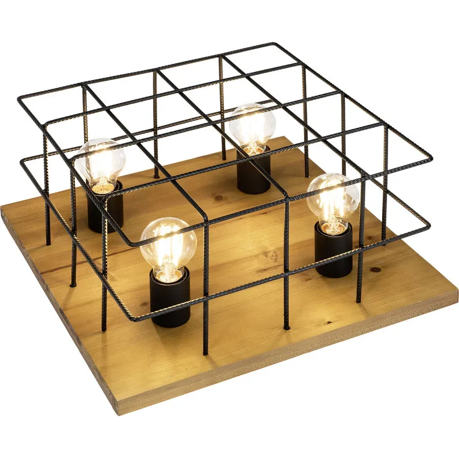 Deckenlampe Edion Braun Holz/Metall 40 cm 26 cm - Farbe: Holzfarben - Deckenlampe