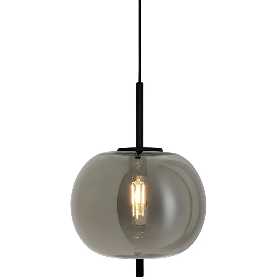 Pendellampe Eveline Grau/Schwarz Glas/Metall 30 cm 120 cm - Farbe: Smoke Grau/Schwarz - Material: Metall/Glas - Pendellampe
