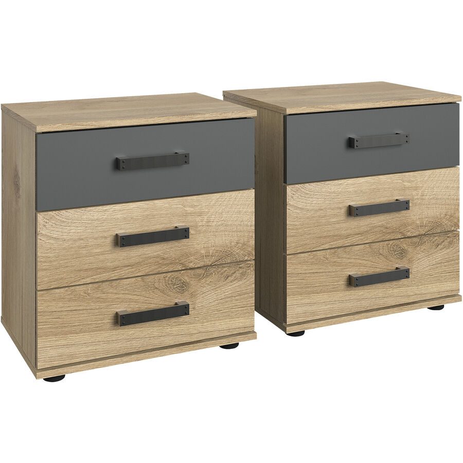 Nachttisch Jasmin Braun/Grau Holzwerkstoff 104 cm - Farbe: Eiche, Graphit - Nachttisch