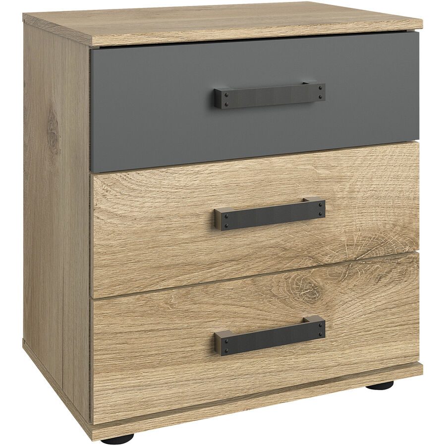 Nachttisch Jasmin Braun/Grau Holzwerkstoff 52 cm - Farbe: Eiche, Graphit - Nachttisch