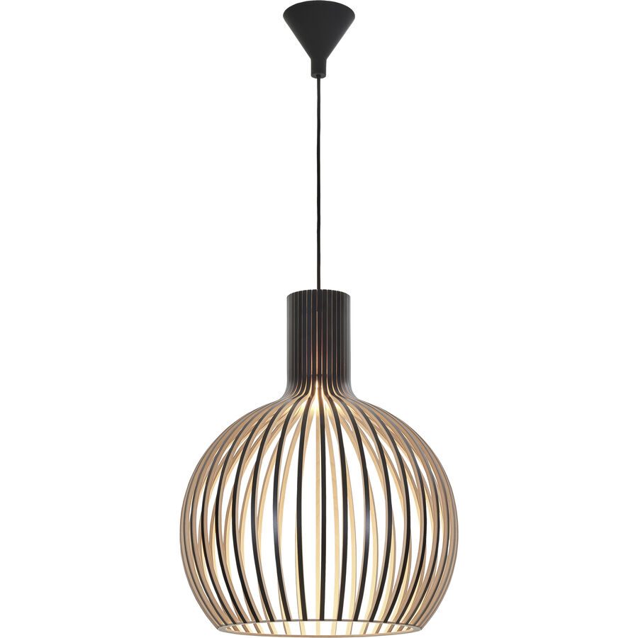 Secto Design Pendellampe Octo Small Schwarz Holz 45 cm 55 cm - LED - Lichtfarbe: Warmweiss - Material: Birke - Pendellampe- LED Energiesparlampe