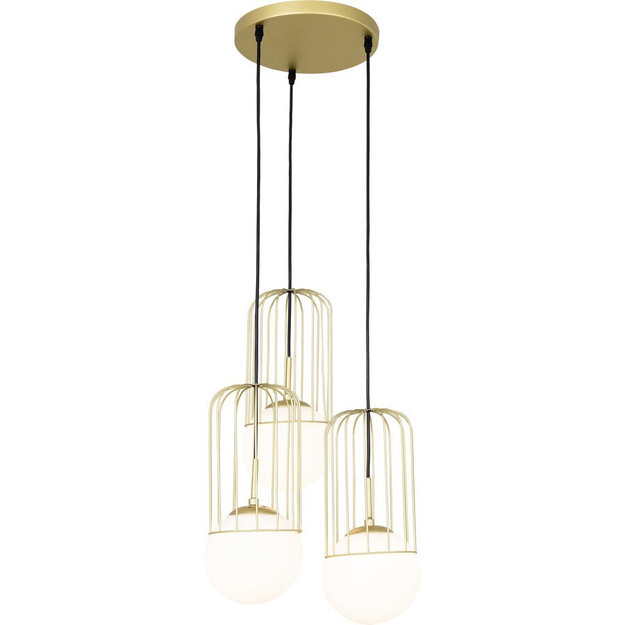 Pendellampe Raikko Gold/Weiss Glas/Metall 38 cm 140 cm - Material: Metall/Glas - Pendellampe