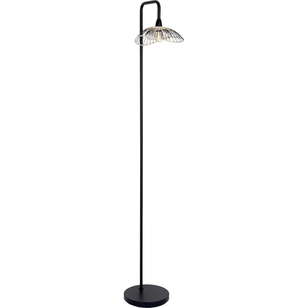 Stehlampe Cate Schwarz/Braun Metall 34 cm 155 cm - Farbe: schwarz, natur - Stehlampe