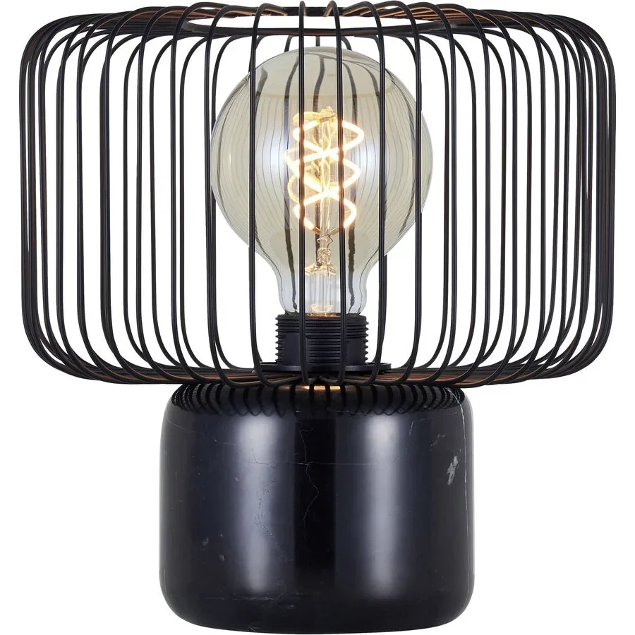 Tischlampe Devis Schwarz Metall 25 cm 25 cm - Farbe: Marmor schwarz - Material: Marmor/Metall - Tischlampe