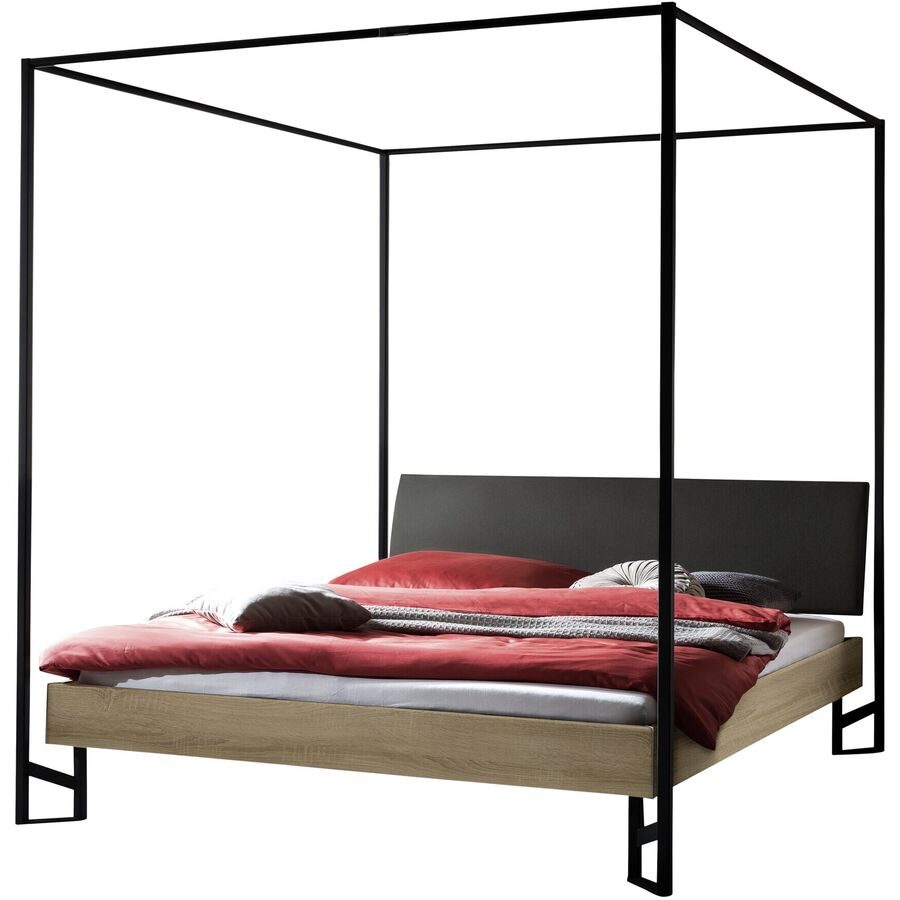 Hasena Himmelbett Eret Braun Holz 160 x 200 cm - Farbe: Eiche sägerau - Material: MDF - Himmelbett