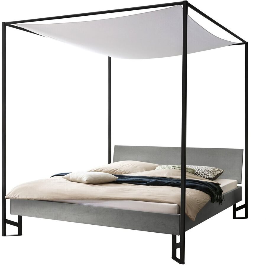 Hasena Himmelbett Mures Grau MDF 160 x 200 cm - Farbe: betongrau - Himmelbett