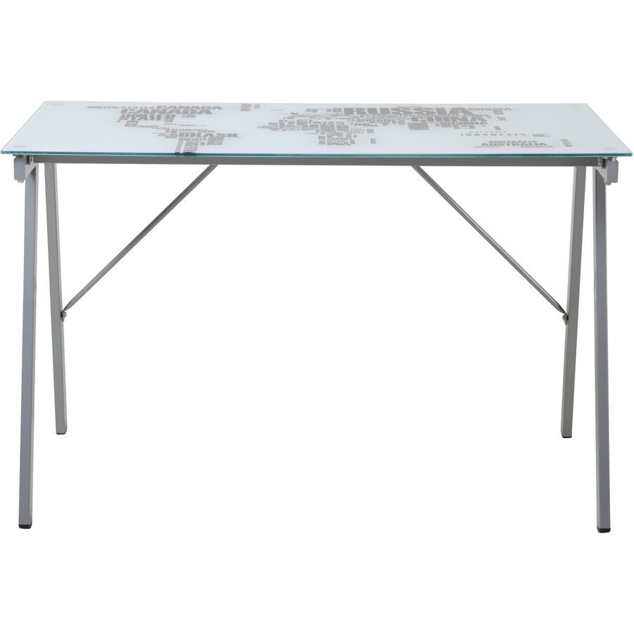 Schreibtisch Viktor Grau/Weiss Glas/Metall 113 cm - Farbe: weiss/grau - Material: Metall/Glas - Schreibtisch