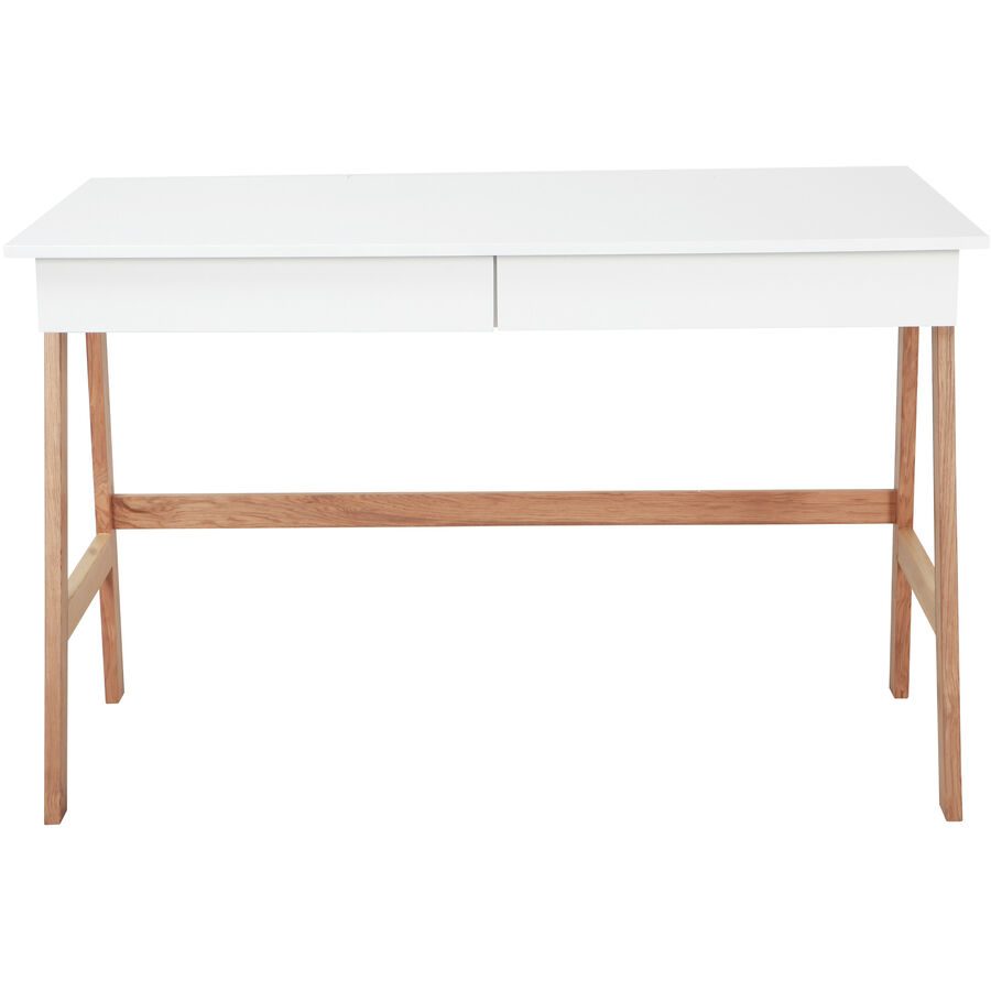 Schreibtisch Viktor Weiss/Braun Holz/MDF 120 cm - Farbe: weiss/natur - Schreibtisch
