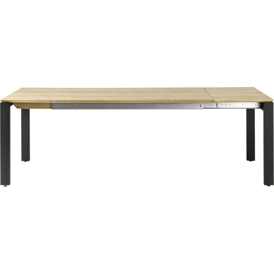 Esstisch ausziehbar Caleb Braun/Schwarz Holz/Metall 160 cm - Farbe: natur, schwarz - Material: Eiche, Metall - Esstisch ausziehbar