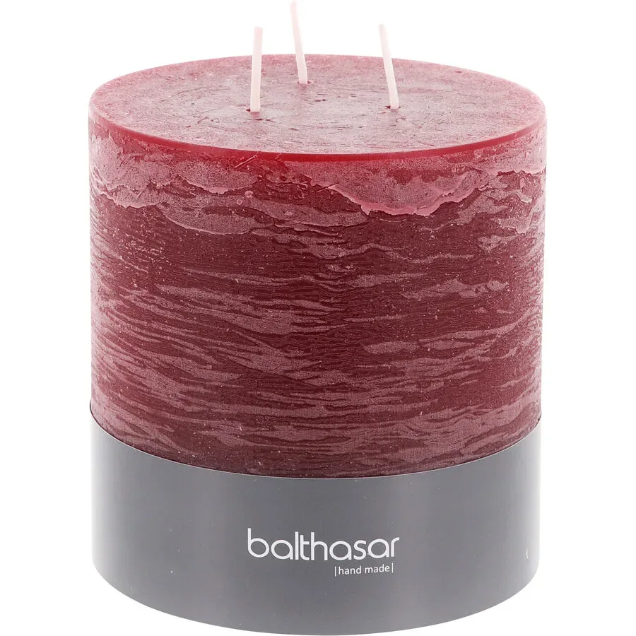 Balthasar - Zylinderkerze 3-Docht, 120X120MM, Dunkelrot