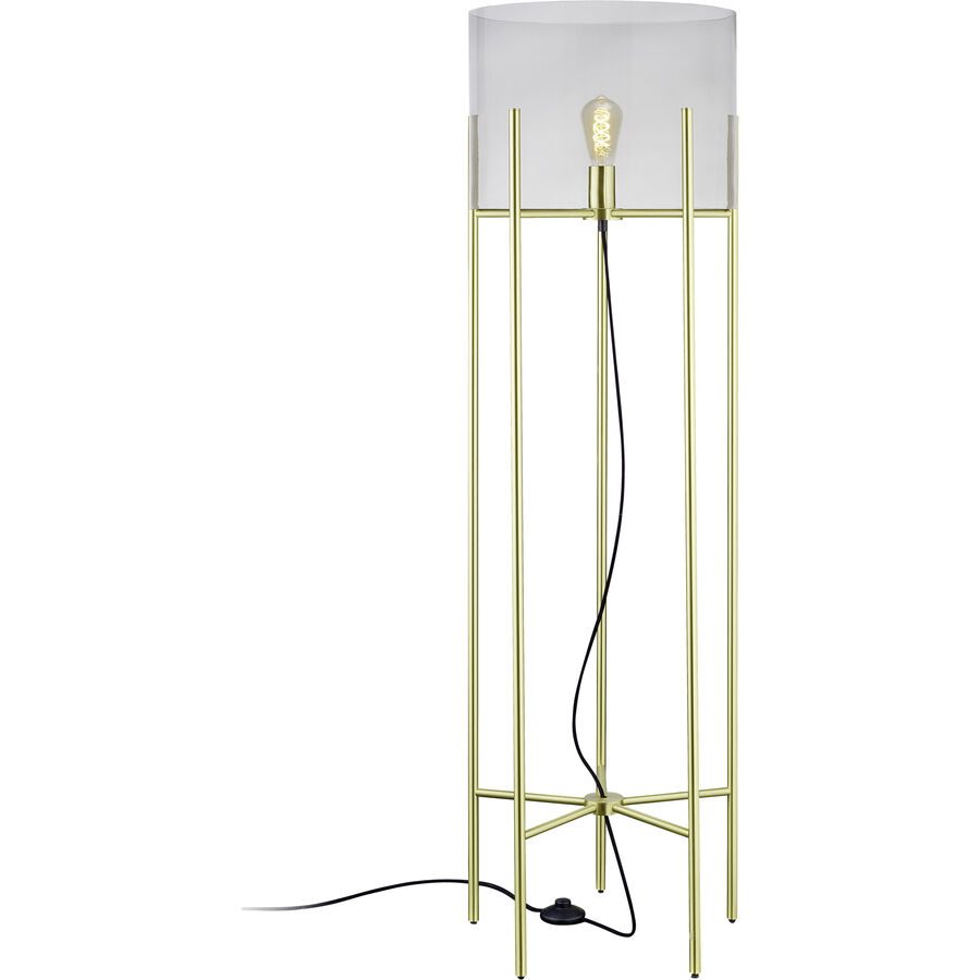 Designer-Stehlampe Bankamp Heritage E27 Messing matt H 127 cm - Farbe: transparent/gold - Material: Aluminium/Glas - Designer-Stehlampe