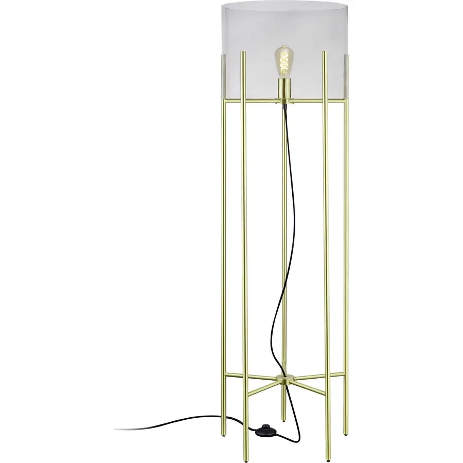 Designer-Stehlampe Bankamp Heritage E27 Messing matt H 127 cm - Farbe: transparent/gold - Material: Aluminium/Glas - Designer-Stehlampe