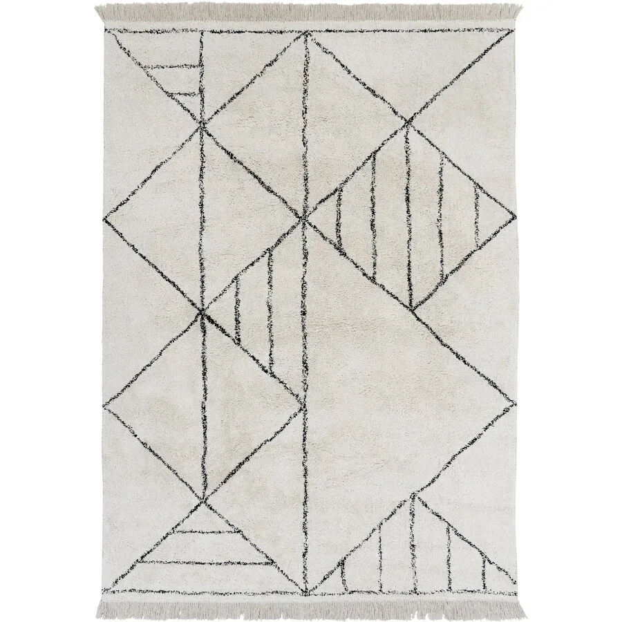 Teppich Ezra Beige/Weiss Baumwolle 160 cm 230 cm - Farbe: Crème - Teppich