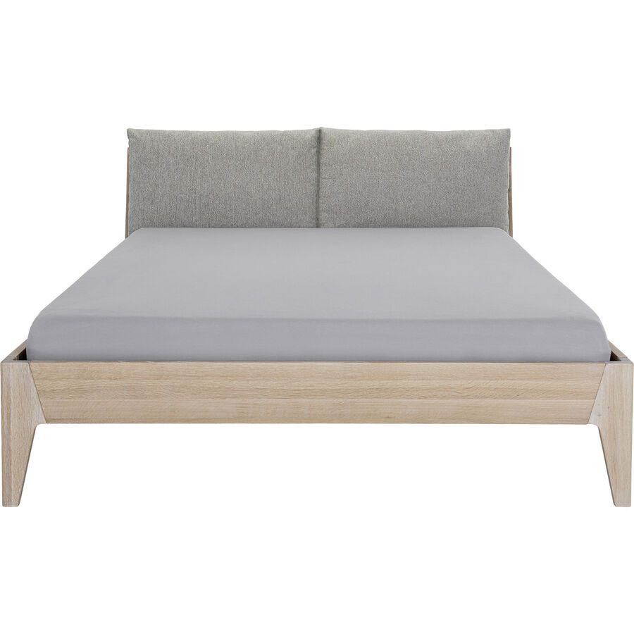 Bett Taavi Braun/Grau Holz/Stoff 160 x 200 cm - Farbe: natur, grau - Material: Eiche, Stoff - Bett