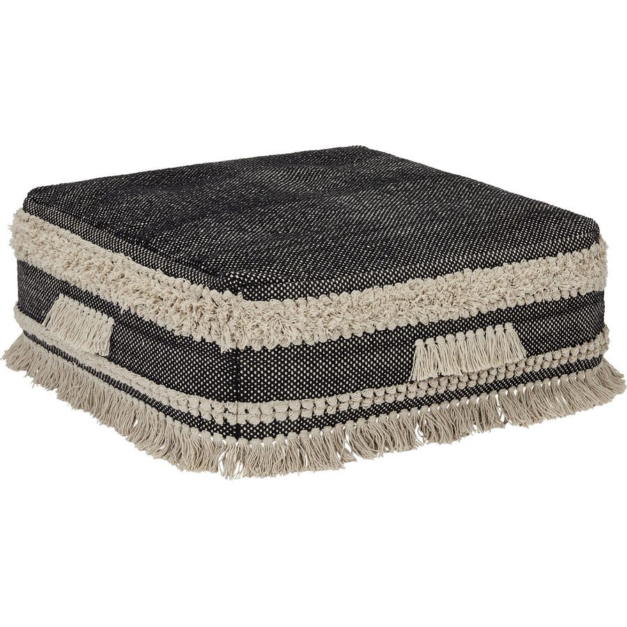 Hocker Djamilia Grau/Beige Baumwolle 60 cm 25 cm - Farbe: dunkelgrau, natur - Hocker