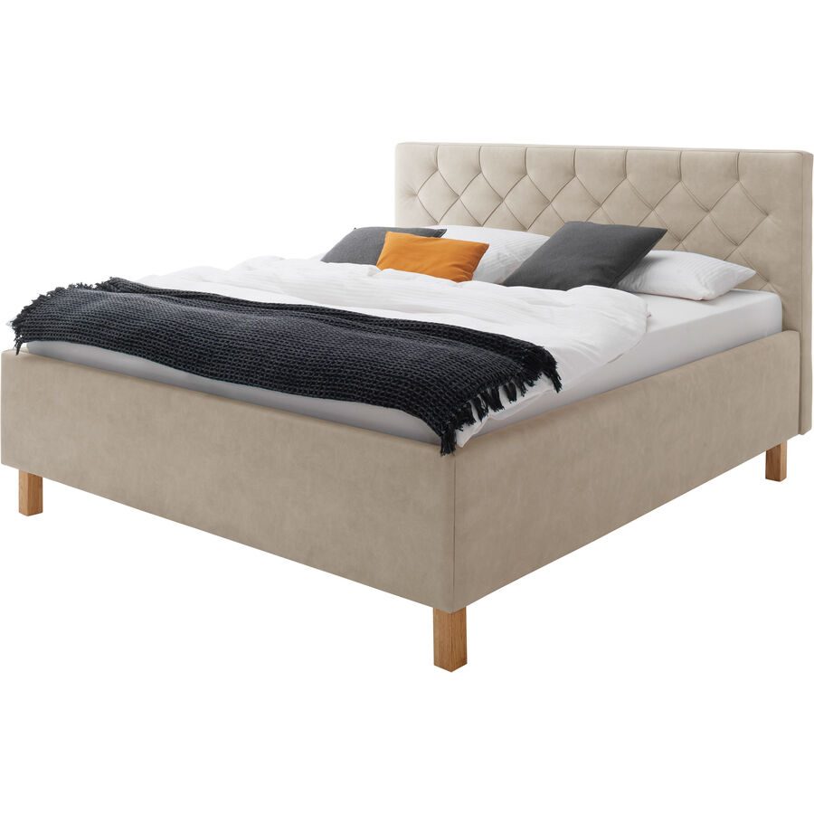 Bett Belial Beige Stoff 160 x 200 cm - Material: Bezug Stoff - Bett