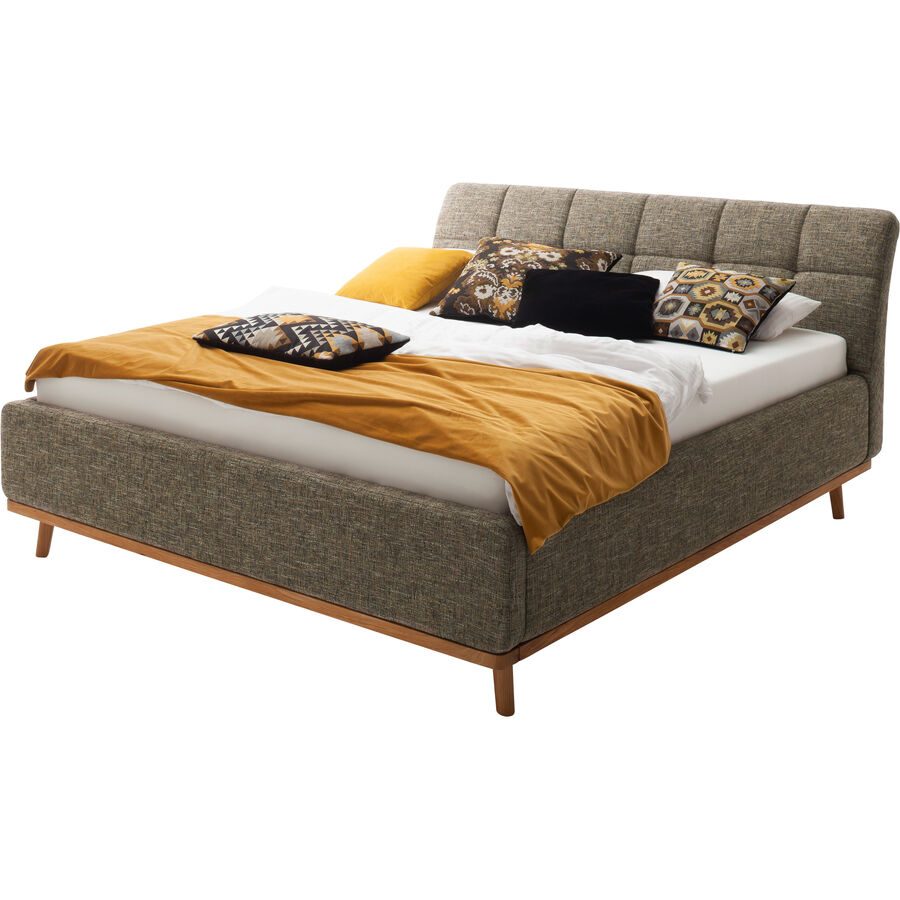 Bett Matero Braun Stoff 180 x 200 cm - Material: Bezug Stoff - Bett