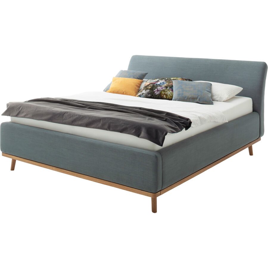 Bett Matero Blau Stoff 160 x 200 cm - Farbe: ocean - Material: Bezug Stoff - Bett