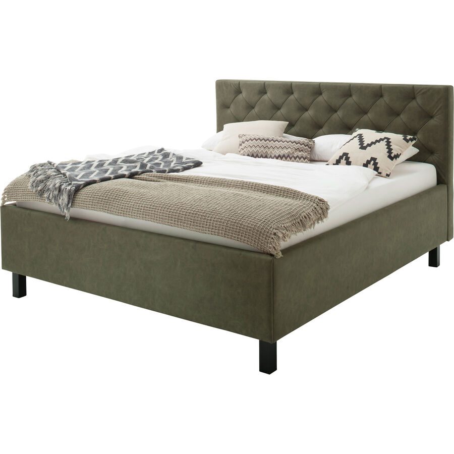 Bett Belial Grün Stoff 160 x 200 cm - Material: Bezug Stoff - Bett