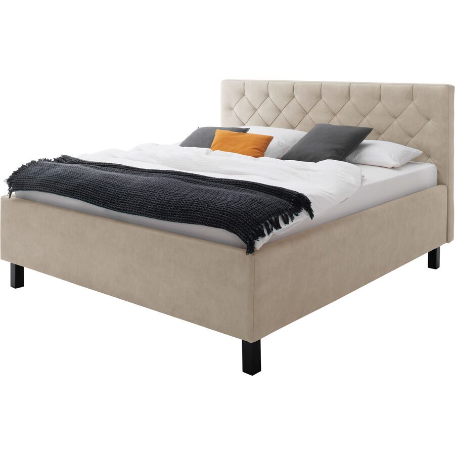 Bett Belial Beige Stoff 180 x 200 cm - Material: Bezug Stoff - Bett