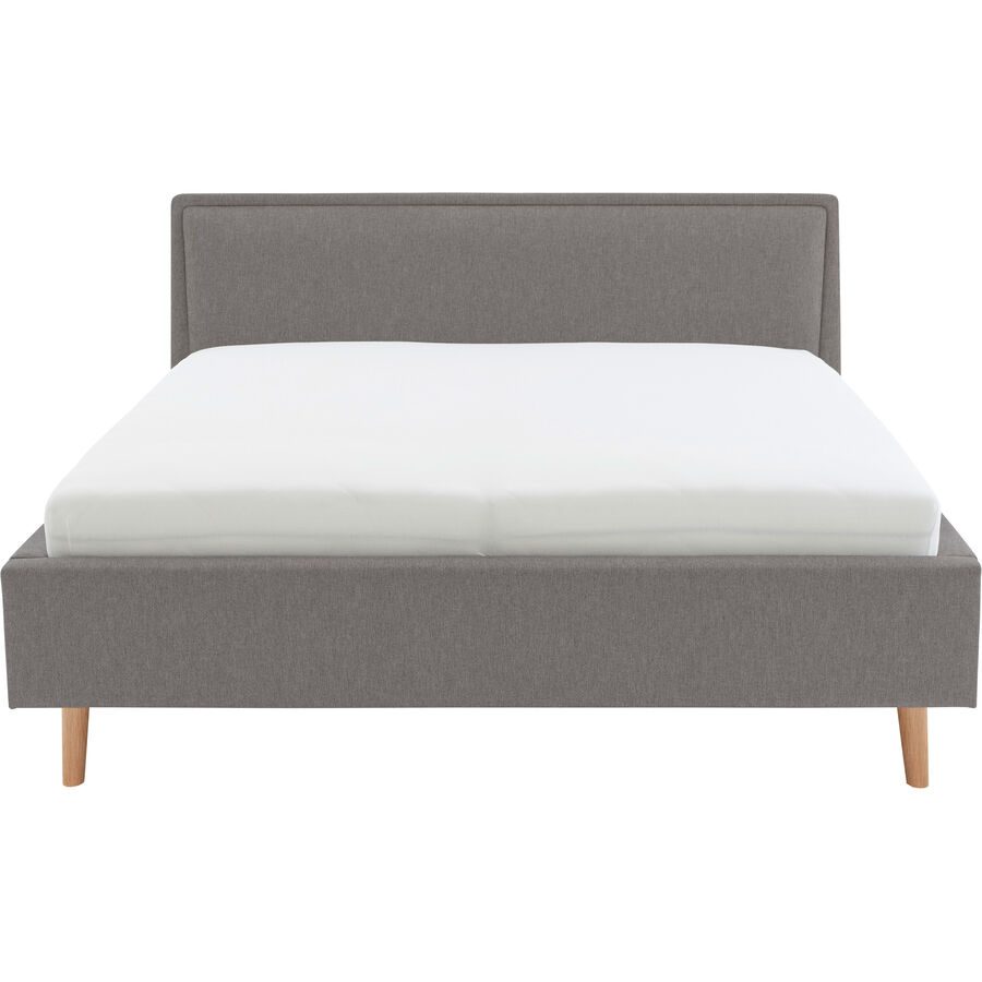 Bett Simas Grau Stoff 160 x 200 cm - Farbe: Hellgrau - Material: Bezug Stoff - Bett