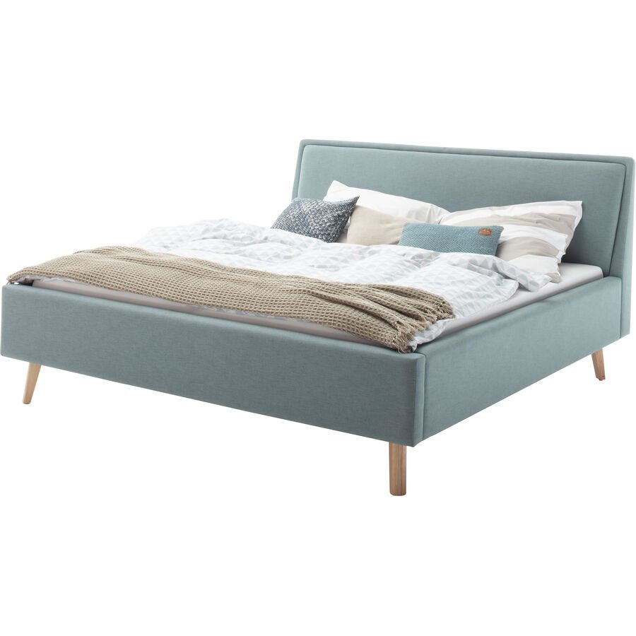 Bett Simas Blau Stoff 180 x 200 cm - Farbe: eisblau - Material: Bezug Stoff - Bett
