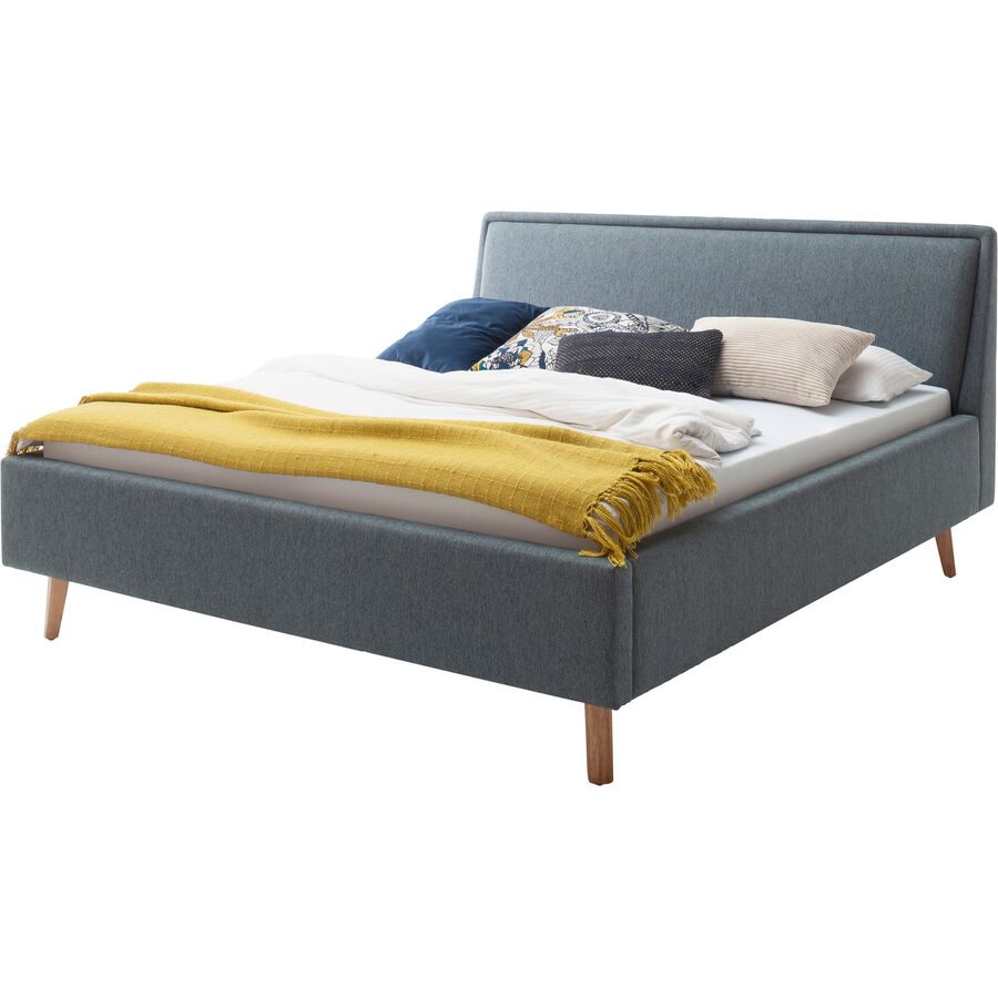 Bett Simas Blau Stoff 160 x 200 cm - Farbe: ocean - Material: Bezug Stoff - Bett