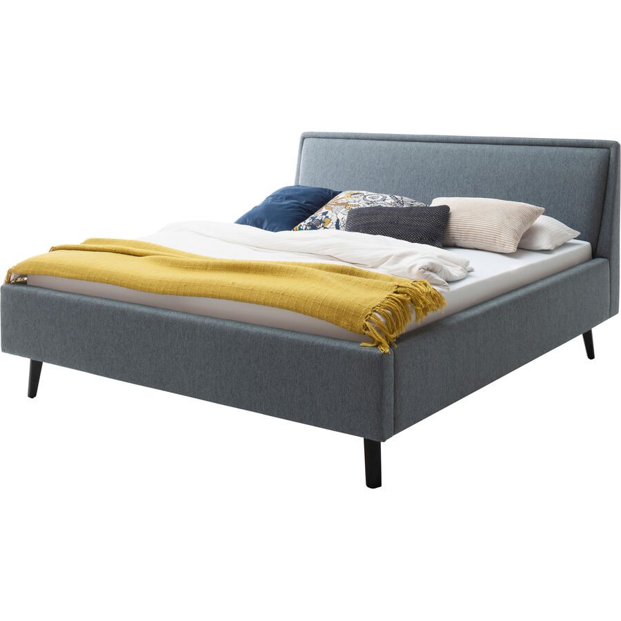 Bett Simas Blau Stoff 160 x 200 cm - Farbe: ocean - Material: Bezug Stoff - Bett