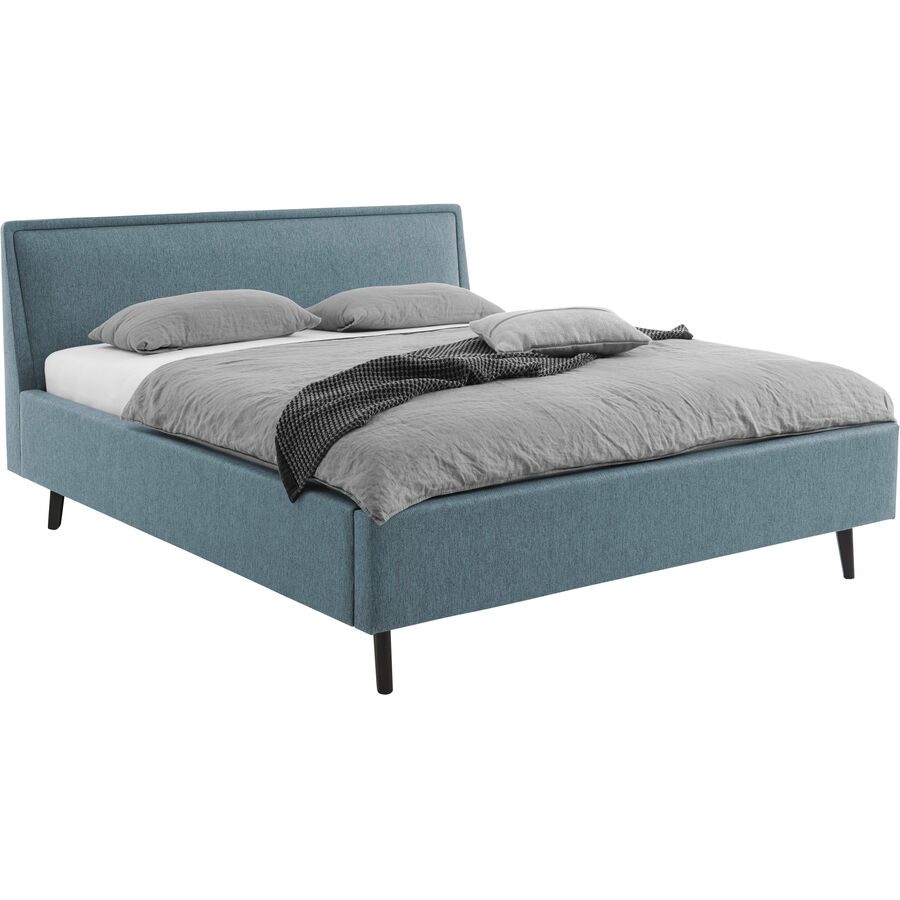 Bett Simas Blau Stoff 180 x 200 cm - Farbe: ocean - Material: Bezug Stoff - Bett