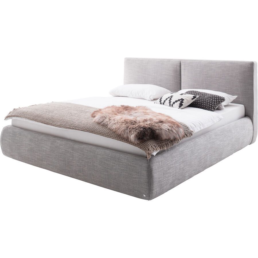 Bett Edgar Grau Stoff 180 x 200 cm - Farbe: Hellgrau - Material: Bezug Stoff - Bett