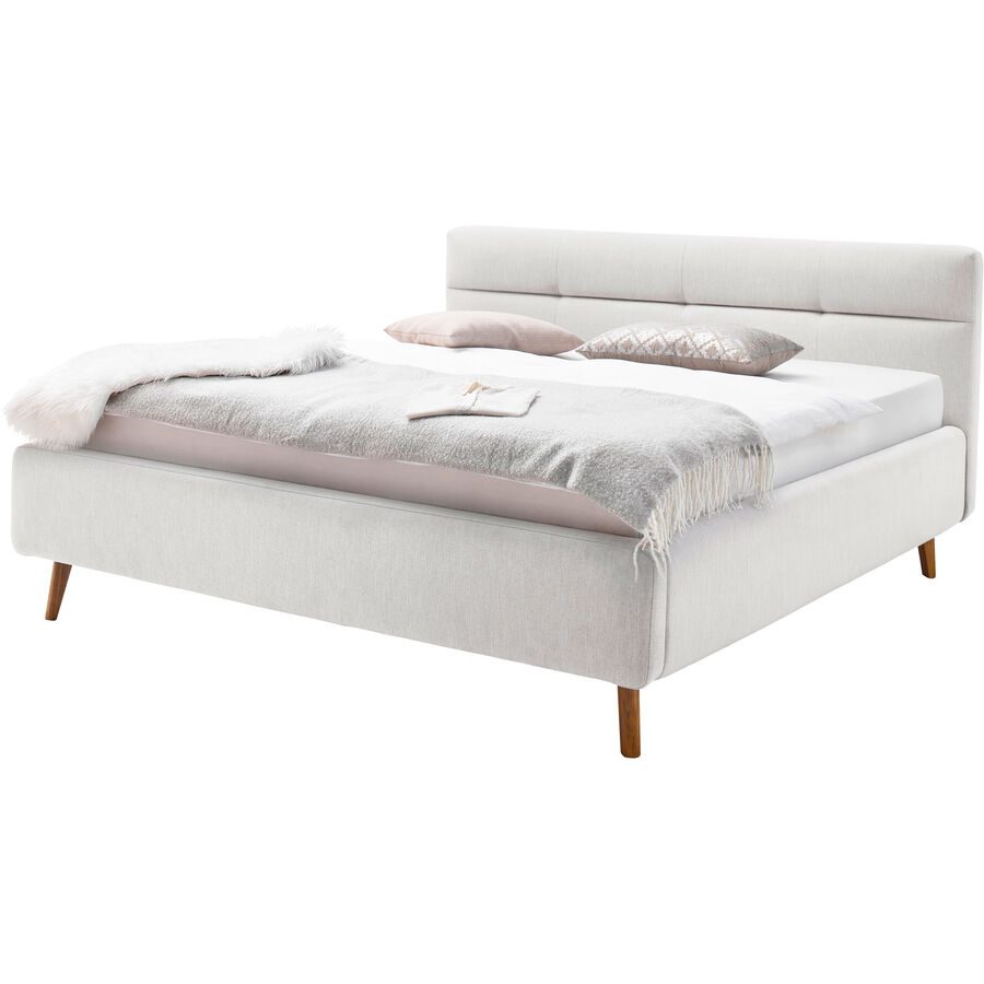 Bett Euvil Grau Stoff 160 x 200 cm - Farbe: Hellgrau - Material: Bezug Stoff - Bett