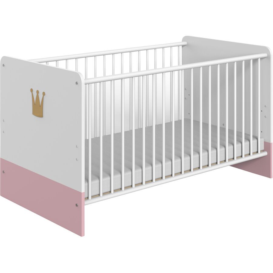 Babybett Cindra Rosa/Weiss Holzwerkstoff 70 x 140 cm - Farbe: weiss/rosé - Babybett