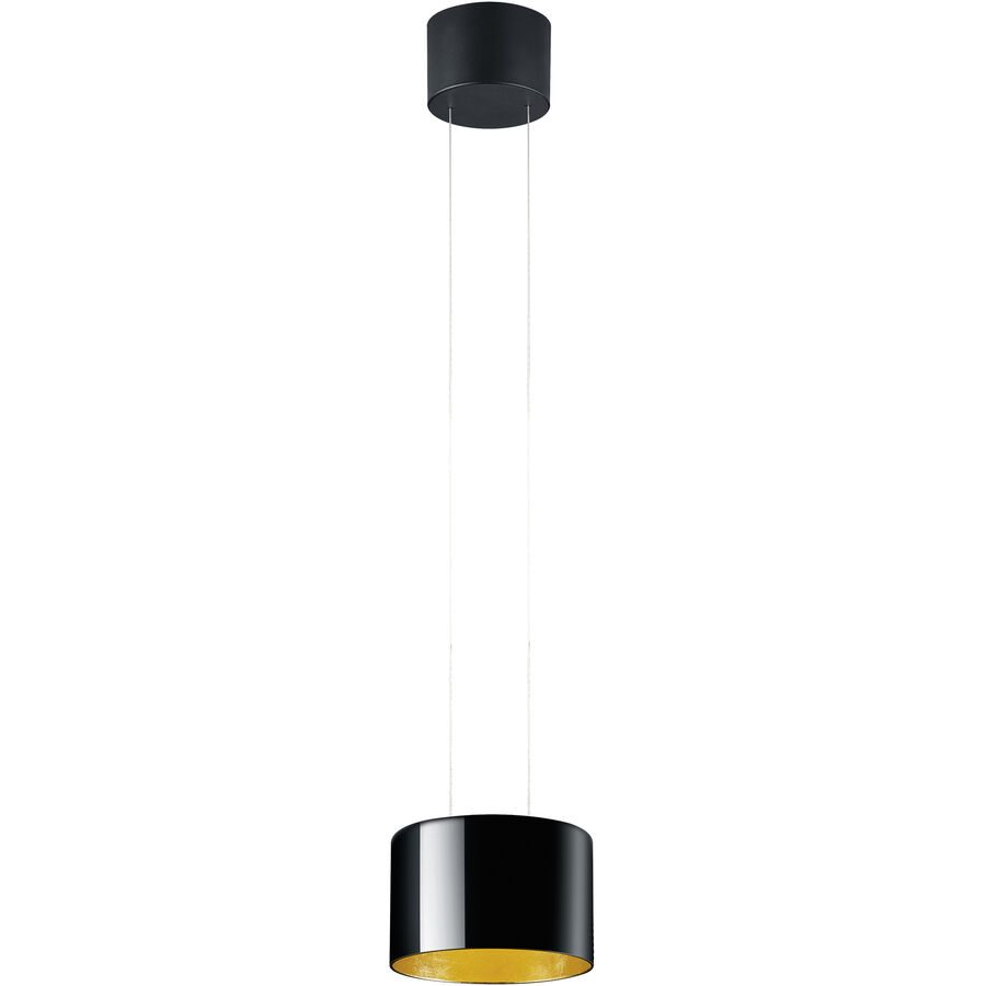 Designer-Pendellampe Bankamp Grand Luce gold 1-flammig D 32 cm - Farbe: Blattgoldoptik/schwarz - LED - Lichtfarbe: Extra warmweiss - Material: