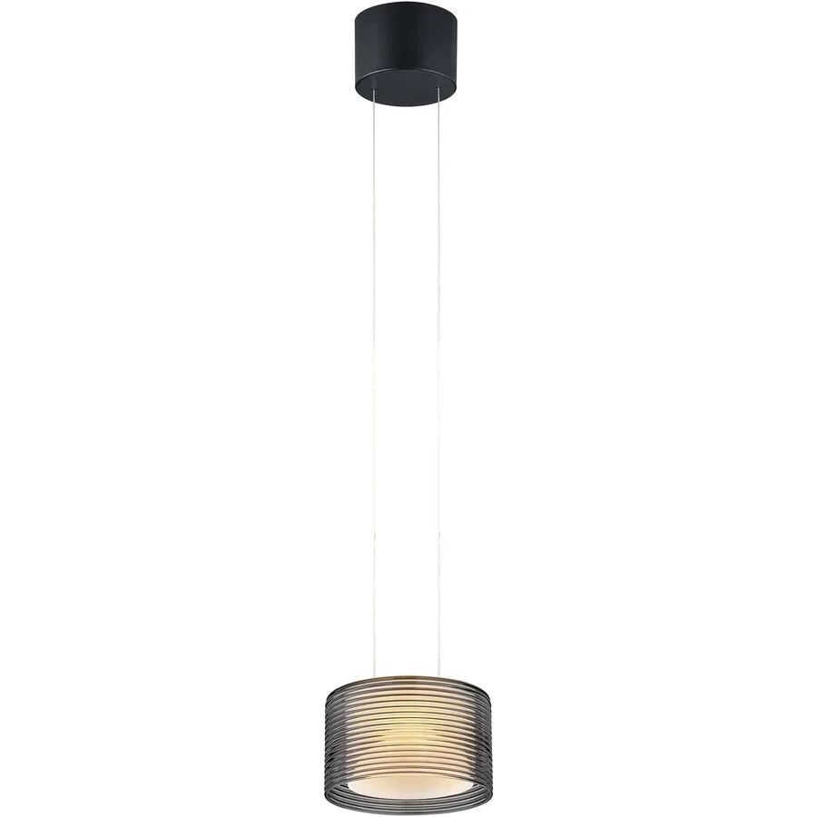 Designer-Pendellampe Bankamp Grand Groove schwarz 1-flammig dimmbar D 20 cm - LED - Lichtfarbe: Extra warmweiss - Material: Aluminium/Glas -