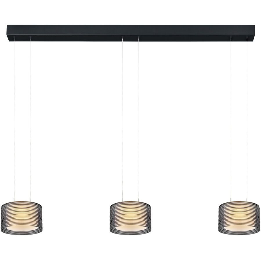 Designer-Pendellampe Bankamp Grand Groove schwarz 3-flammig - LED - Lichtfarbe: Extra warmweiss - Material: Aluminium/Glas - Designer-Pendellampe- LED