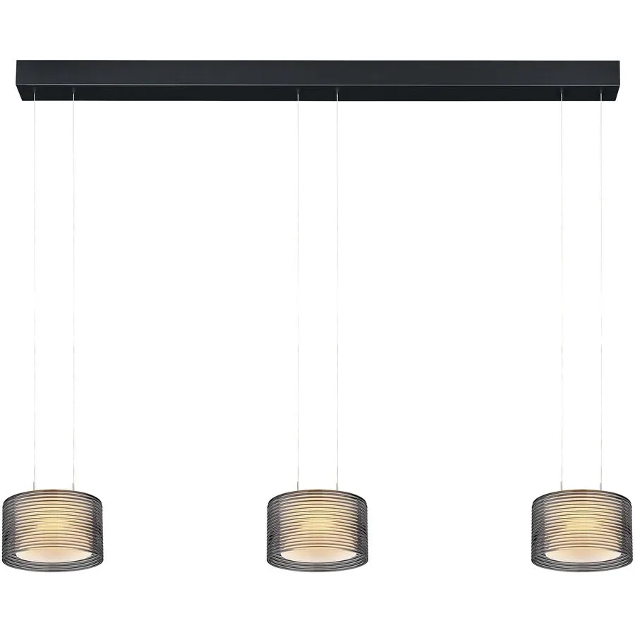 Designer-Pendellampe Bankamp Grand Groove schwarz 3-flammig - LED - Lichtfarbe: Extra warmweiss - Material: Aluminium/Glas - Designer-Pendellampe- LED