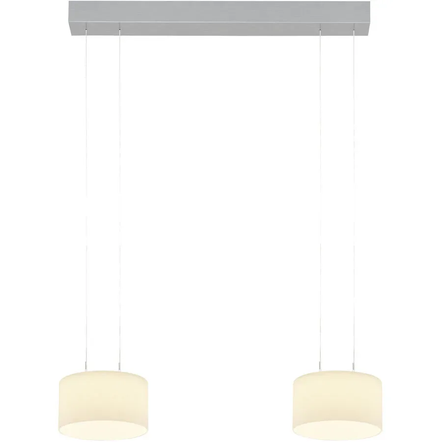 Designer-Pendellampe Bankamp Grand opal aluminium eloxiert 2-flammig - LED - Lichtfarbe: Extra warmweiss - Material: Aluminium/Glas -