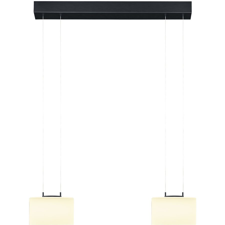 Designer-Pendellampe Bankamp Grand opal anthrazit 2-flammig - Farbe: anthrazit matt eloxiert - LED - Lichtfarbe: Extra warmweiss - Material:
