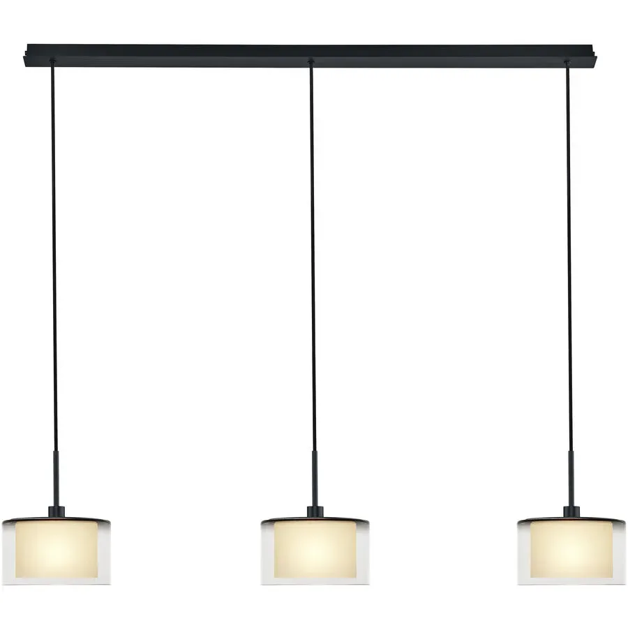 Designer-Pendellampe Bankamp Karl75 E14 schwarz 3-flammig - Material: Messing/Glas - Designer-Pendellampe