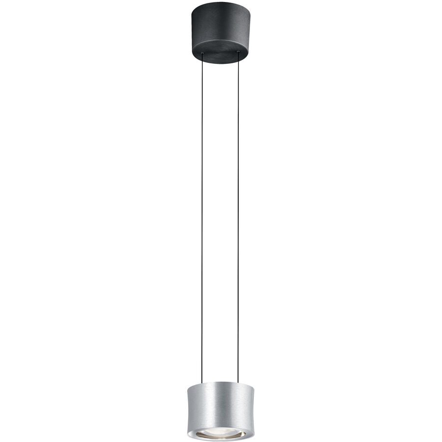 Designer-Pendellampe Bankamp Impulse nickel matt 1-flammig vertical flex - Farbe: Nickel matt mit Chrom abgesetzt - LED - Lichtfarbe: Extra warmweiss
