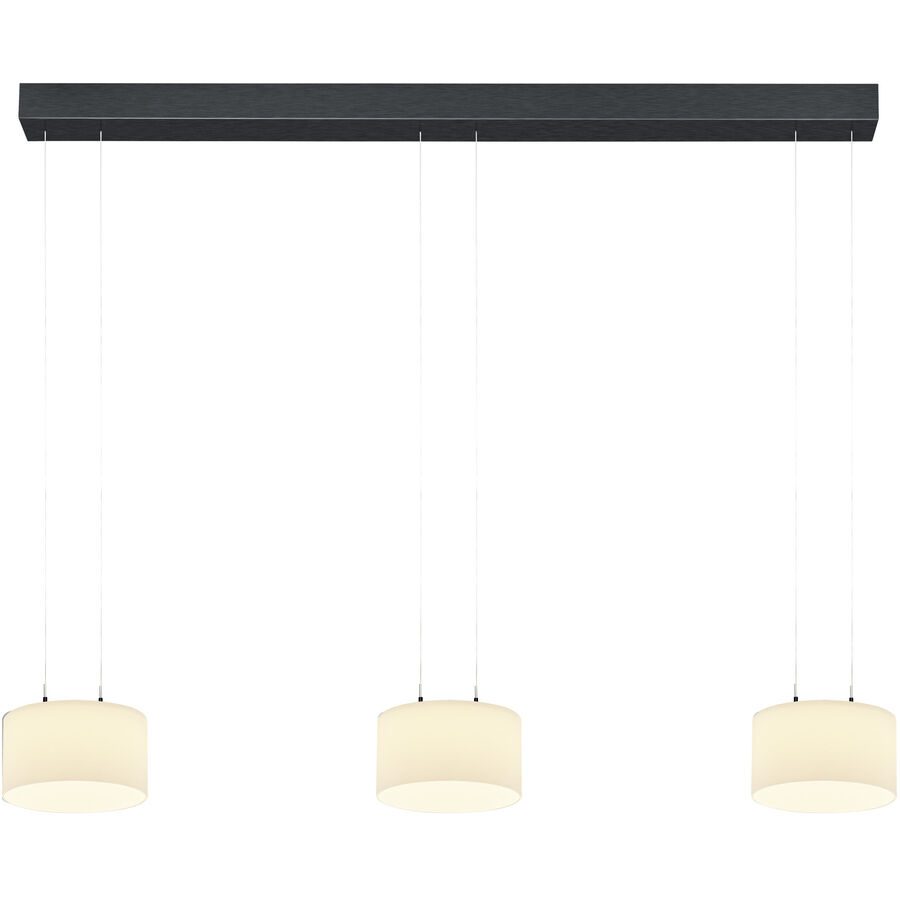 Designer-Pendellampe Bankamp Grand opal anthrazit 3-flammig - Farbe: anthrazit matt eloxiert - LED - Lichtfarbe: Extra warmweiss - Material: