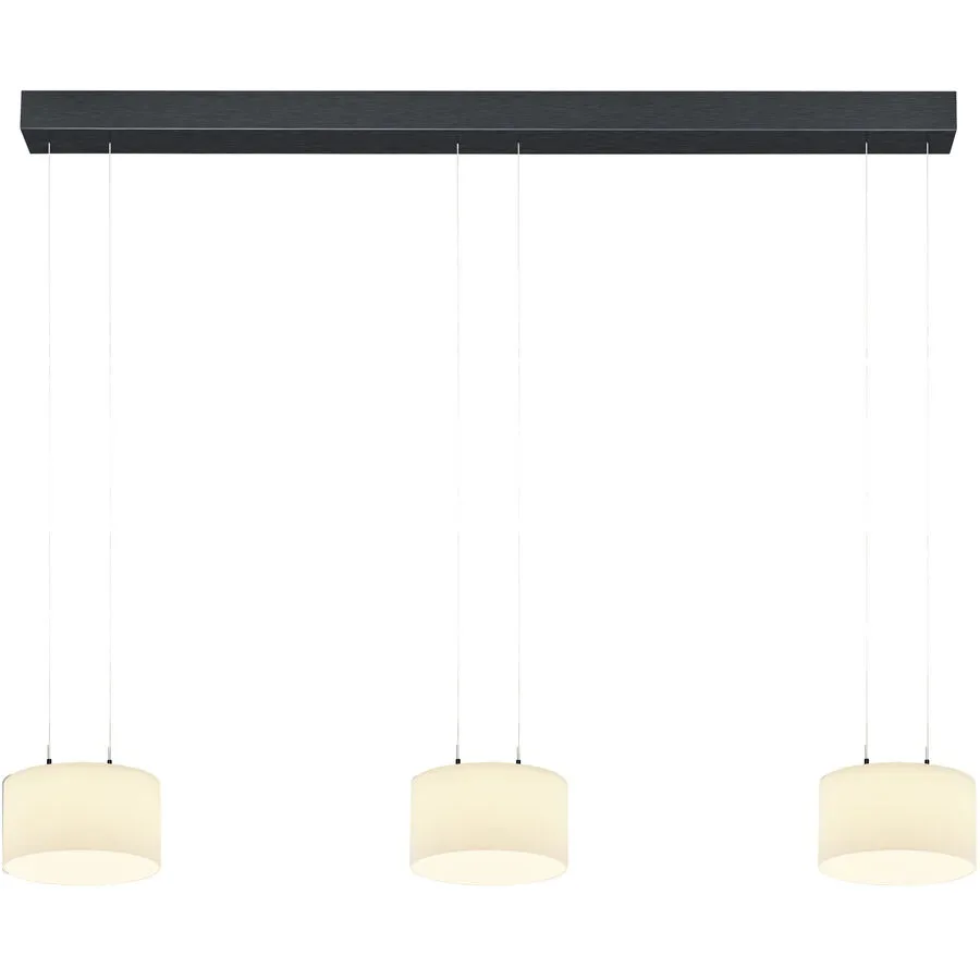 Designer-Pendellampe Bankamp Grand opal anthrazit 3-flammig - Farbe: anthrazit matt eloxiert - LED - Lichtfarbe: Extra warmweiss - Material: