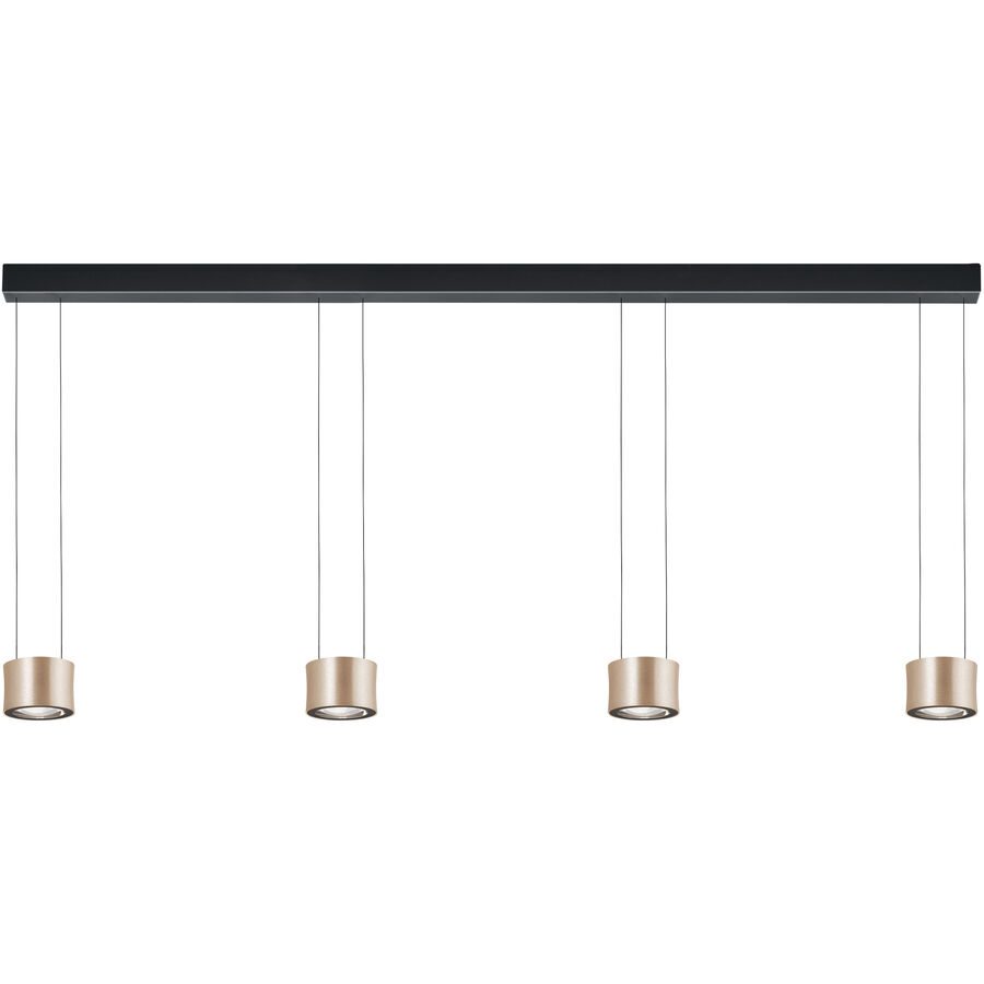 Designer-Pendellampe Bankamp Impulse Roségold 4-flammig vertical flex - Farbe: Rose/Gold eloxiert - LED - Lichtfarbe: Extra warmweiss - Material: