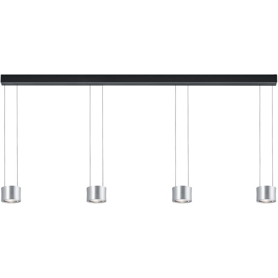 Designer-Pendellampe Bankamp Impulse Nickel matt 4-flammig vertical flex - Farbe: Nickel matt mit Chrom abgesetzt - LED - Lichtfarbe: Extra warmweiss