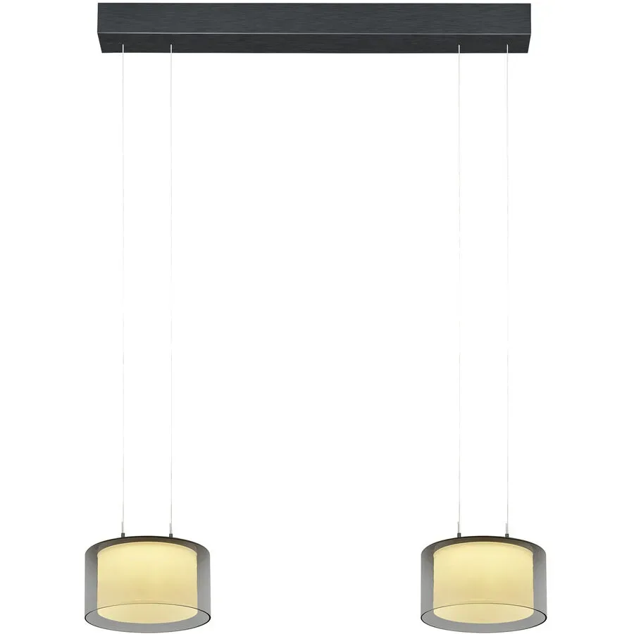 Designer-Pendellampe Bankamp Grand Smoke anthrazit 2 - Farbe: anthrazit matt eloxiert - LED - Lichtfarbe: Extra warmweiss - Material: Aluminium/Glas -