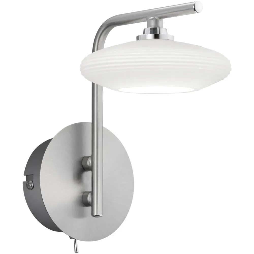 Wandlampe Kari Grau Metall 10 cm 20 cm - Farbe: Nickel matt mit Chrom - LED - Lichtfarbe: Extra warmweiss - Wandlampe- LED Energiesparlampe