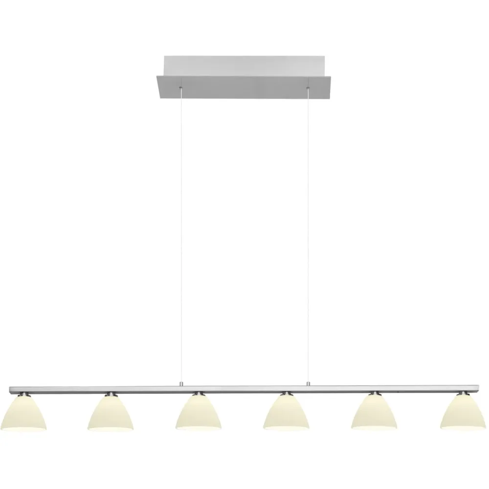 Pendellampe Emmeline Grau Metall 114 cm 150 cm - Farbe: Nickel matt mit Chrom - LED - Lichtfarbe: Extra warmweiss - Pendellampe- LED Energiesparlampe