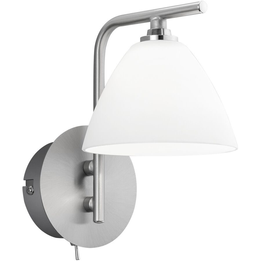 Wandlampe Emmeline Grau Metall 10 cm 19 cm - Farbe: Nickel matt mit Chrom - LED - Lichtfarbe: Extra warmweiss - Wandlampe- LED Energiesparlampe