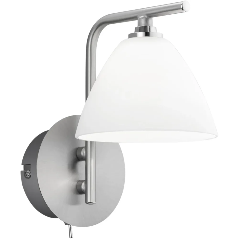 Wandlampe Emmeline Grau Metall 10 cm 19 cm - Farbe: Nickel matt mit Chrom - LED - Lichtfarbe: Extra warmweiss - Wandlampe- LED Energiesparlampe